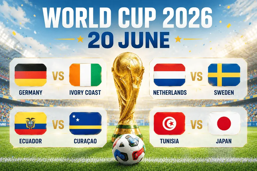 World Cup Matches June 20 2026 image with flags
