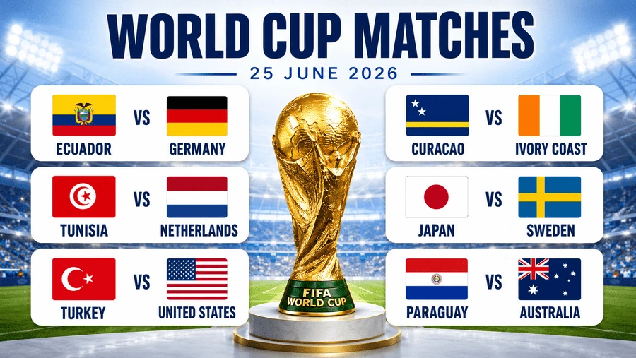 Imagem dos jogos da Copa do Mundo de 25 de junho de 2026