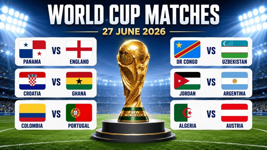 Imagem dos jogos da Copa do Mundo de 27 de junho de 2026